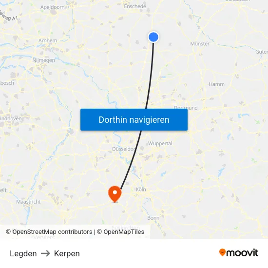 Legden to Kerpen map