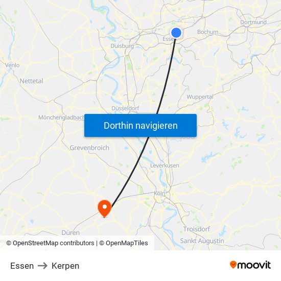 Essen to Kerpen map