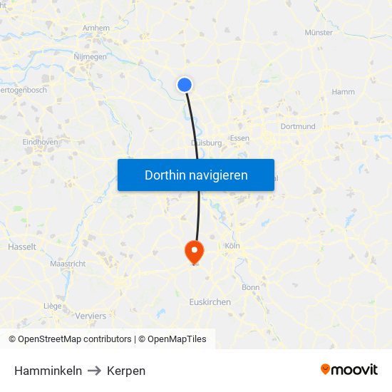 Hamminkeln to Kerpen map