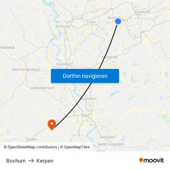 Bochum to Kerpen map