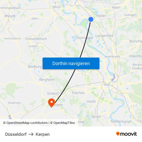 Düsseldorf to Kerpen map