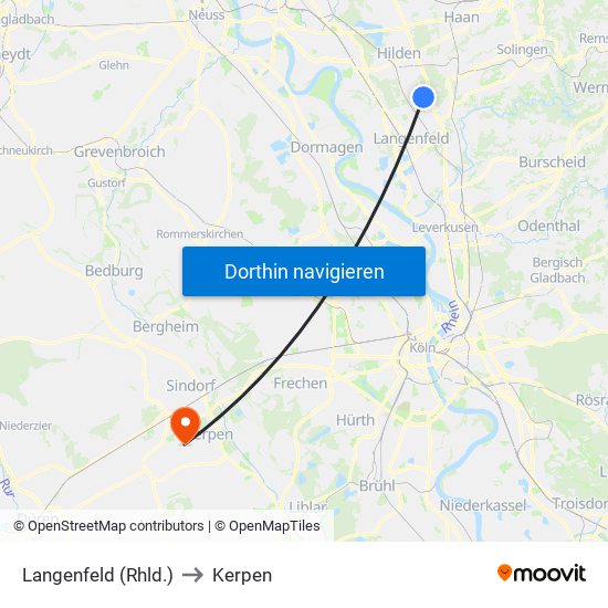 Langenfeld (Rhld.) to Kerpen map