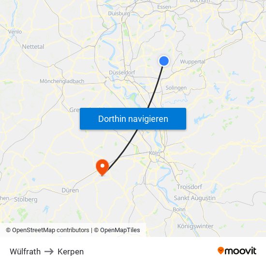 Wülfrath to Kerpen map