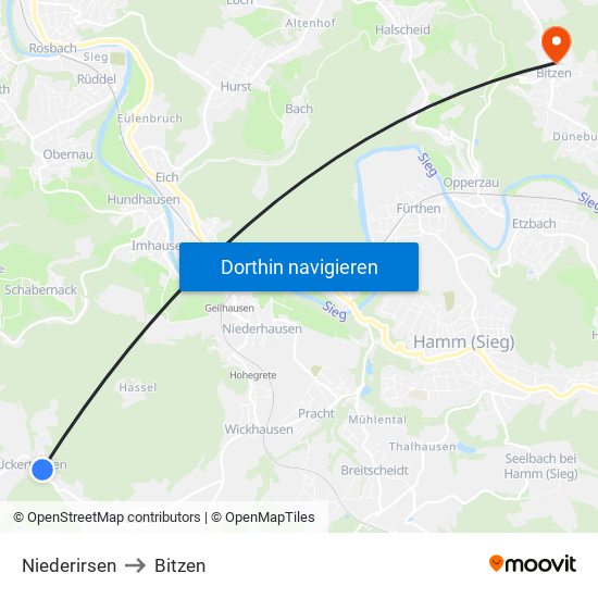 Niederirsen to Bitzen map