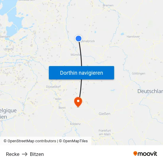 Recke to Bitzen map