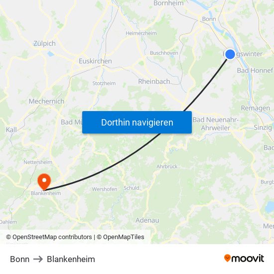 Bonn to Blankenheim map