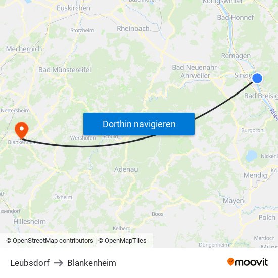 Leubsdorf to Blankenheim map