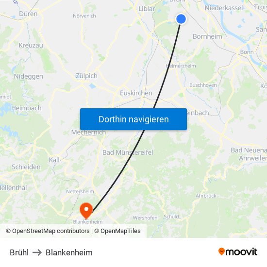 Brühl to Blankenheim map