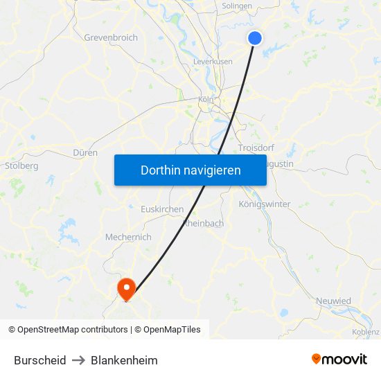 Burscheid to Blankenheim map