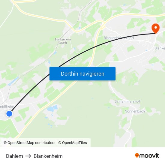 Dahlem to Blankenheim map