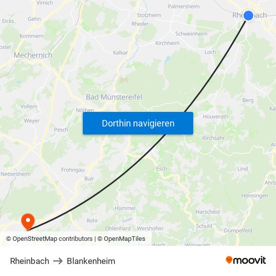 Rheinbach to Blankenheim map