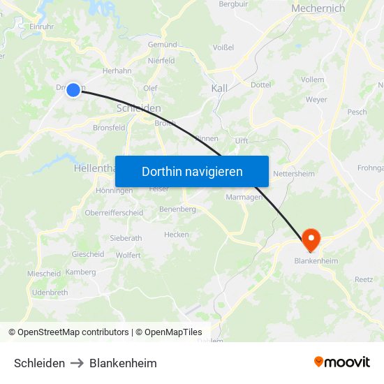 Schleiden to Blankenheim map