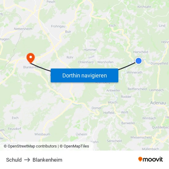 Schuld to Blankenheim map