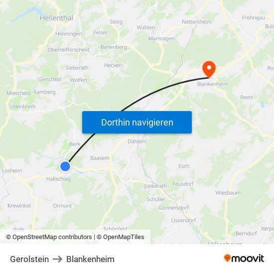 Gerolstein to Blankenheim map