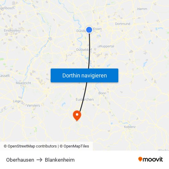 Oberhausen to Blankenheim map