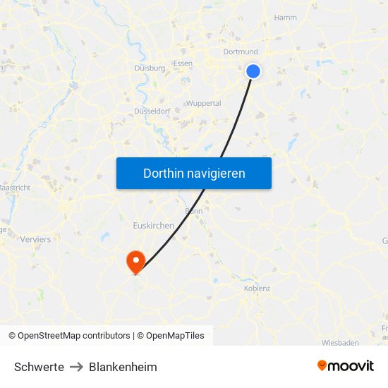 Schwerte to Blankenheim map