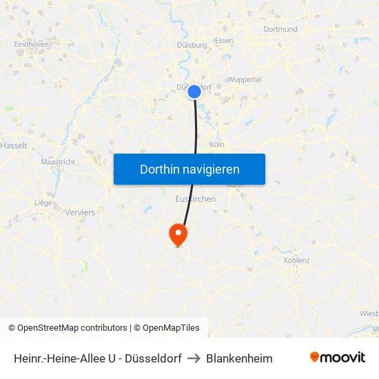 Heinr.-Heine-Allee U - Düsseldorf to Blankenheim map