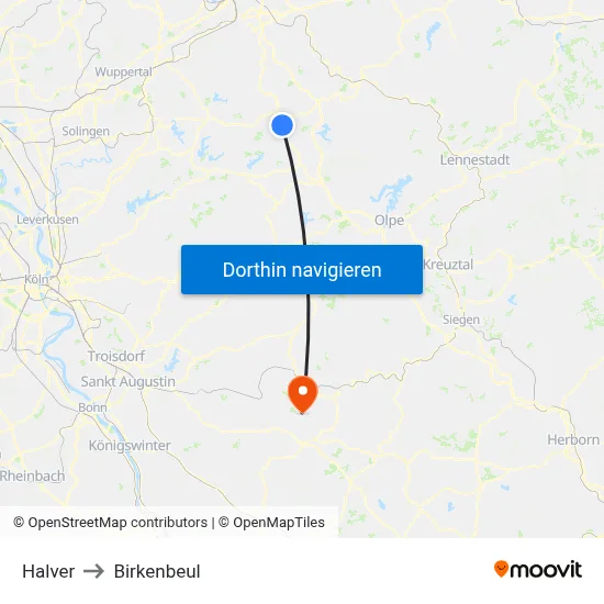 Halver to Birkenbeul map