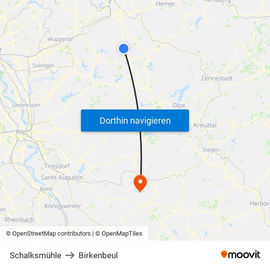 Schalksmühle to Birkenbeul map