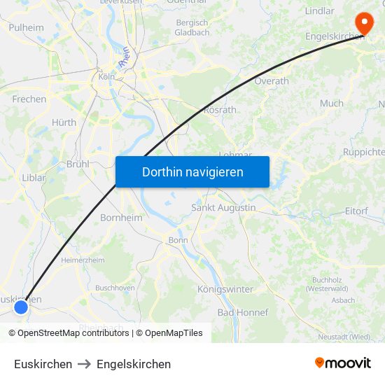 Euskirchen to Engelskirchen map