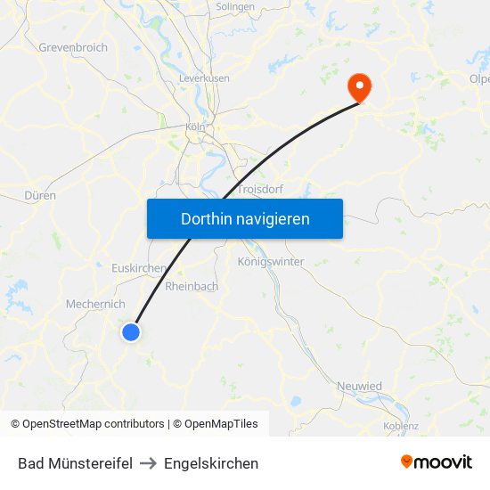 Bad Münstereifel to Engelskirchen map