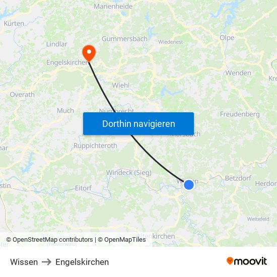 Wissen to Engelskirchen map