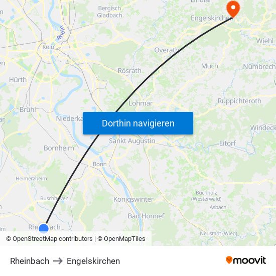Rheinbach to Engelskirchen map