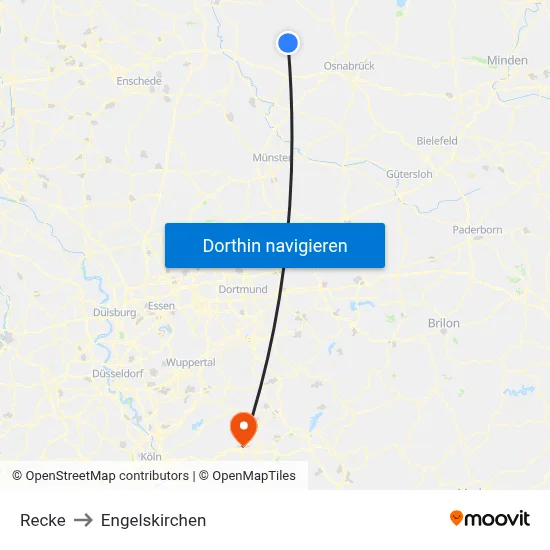 Recke to Engelskirchen map