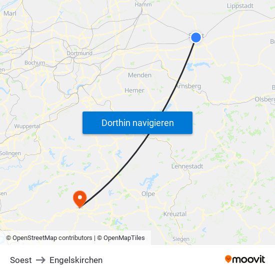 Soest to Engelskirchen map