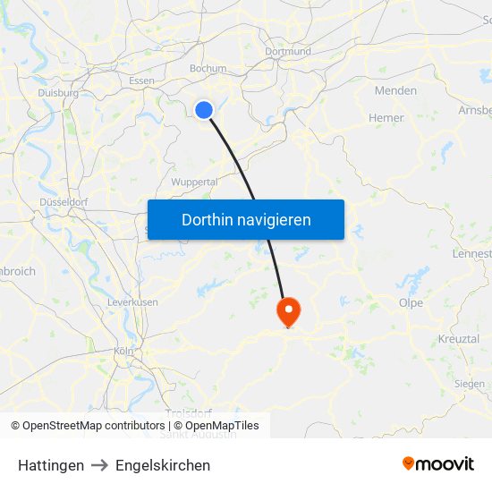 Hattingen to Engelskirchen map