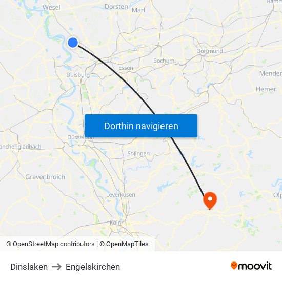 Dinslaken to Engelskirchen map