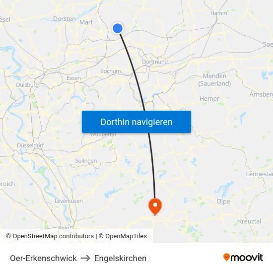 Oer-Erkenschwick to Engelskirchen map