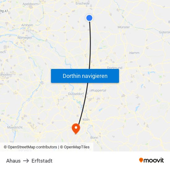 Ahaus to Erftstadt map