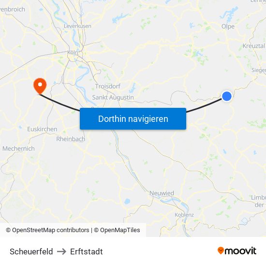 Scheuerfeld to Erftstadt map