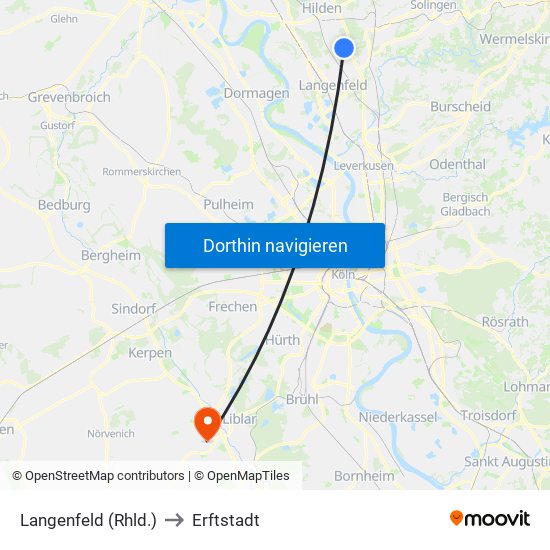 Langenfeld (Rhld.) to Erftstadt map