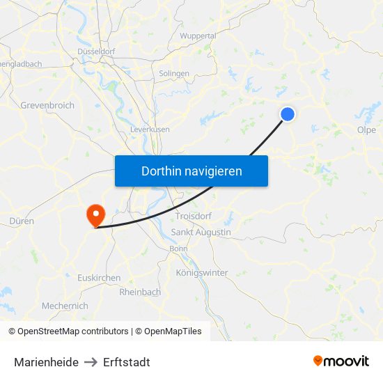 Marienheide to Erftstadt map