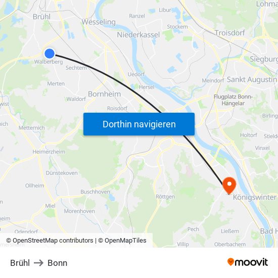 Brühl to Bonn map