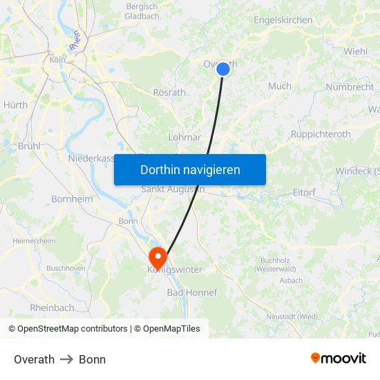 Overath to Bonn map