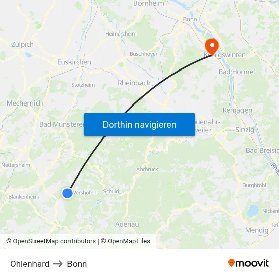 Ohlenhard to Bonn map