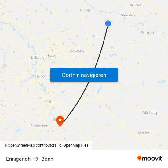 Ennigerloh to Bonn map