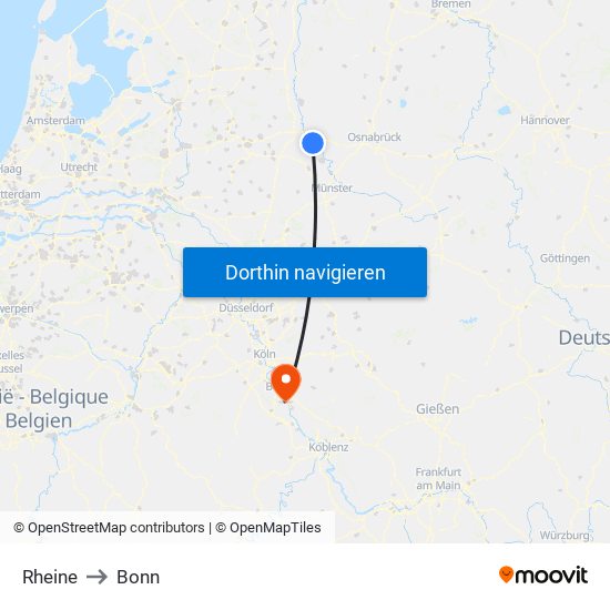 Rheine to Bonn map