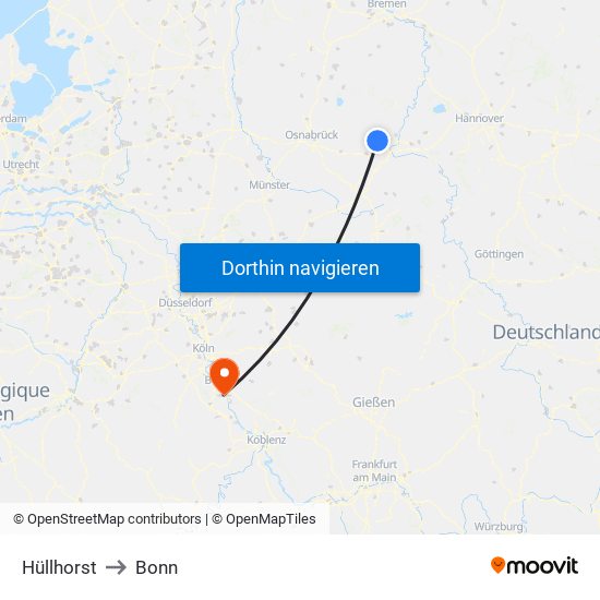 Hüllhorst to Bonn map