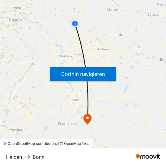 Heiden to Bonn map