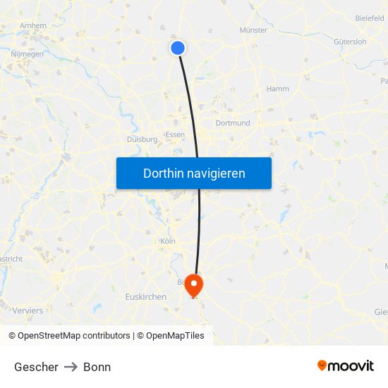 Gescher to Bonn map
