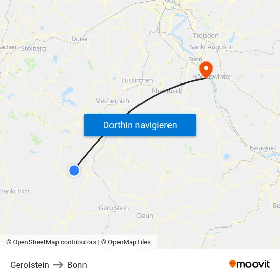 Gerolstein to Bonn map