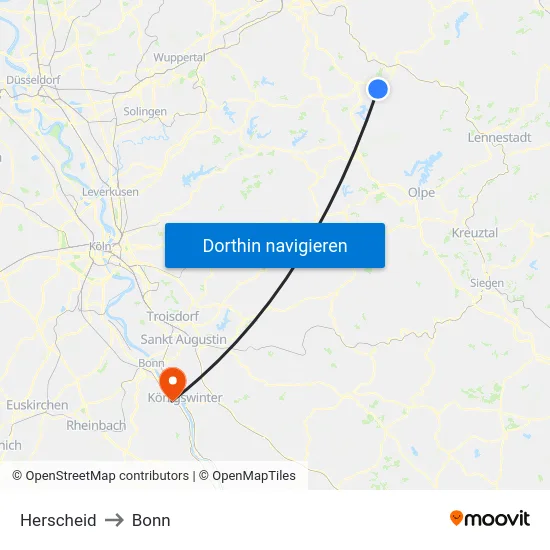Herscheid to Bonn map