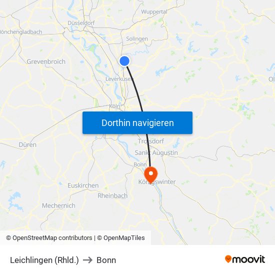 Leichlingen (Rhld.) to Bonn map