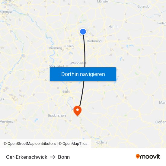 Oer-Erkenschwick to Bonn map