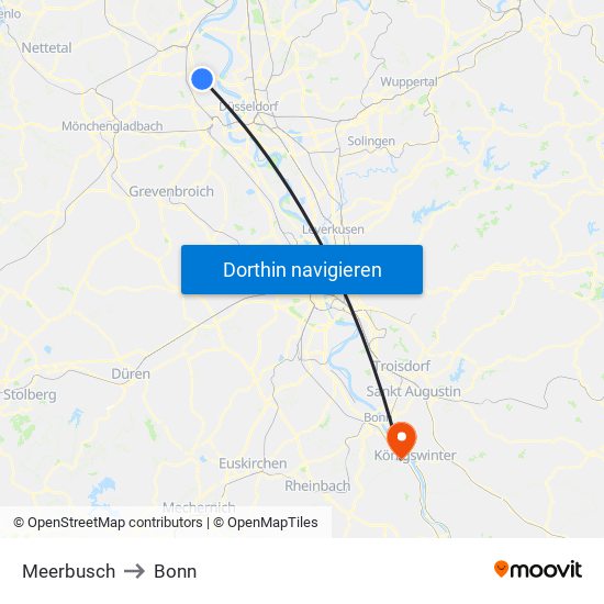 Meerbusch to Bonn map