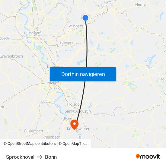 Sprockhövel to Bonn map